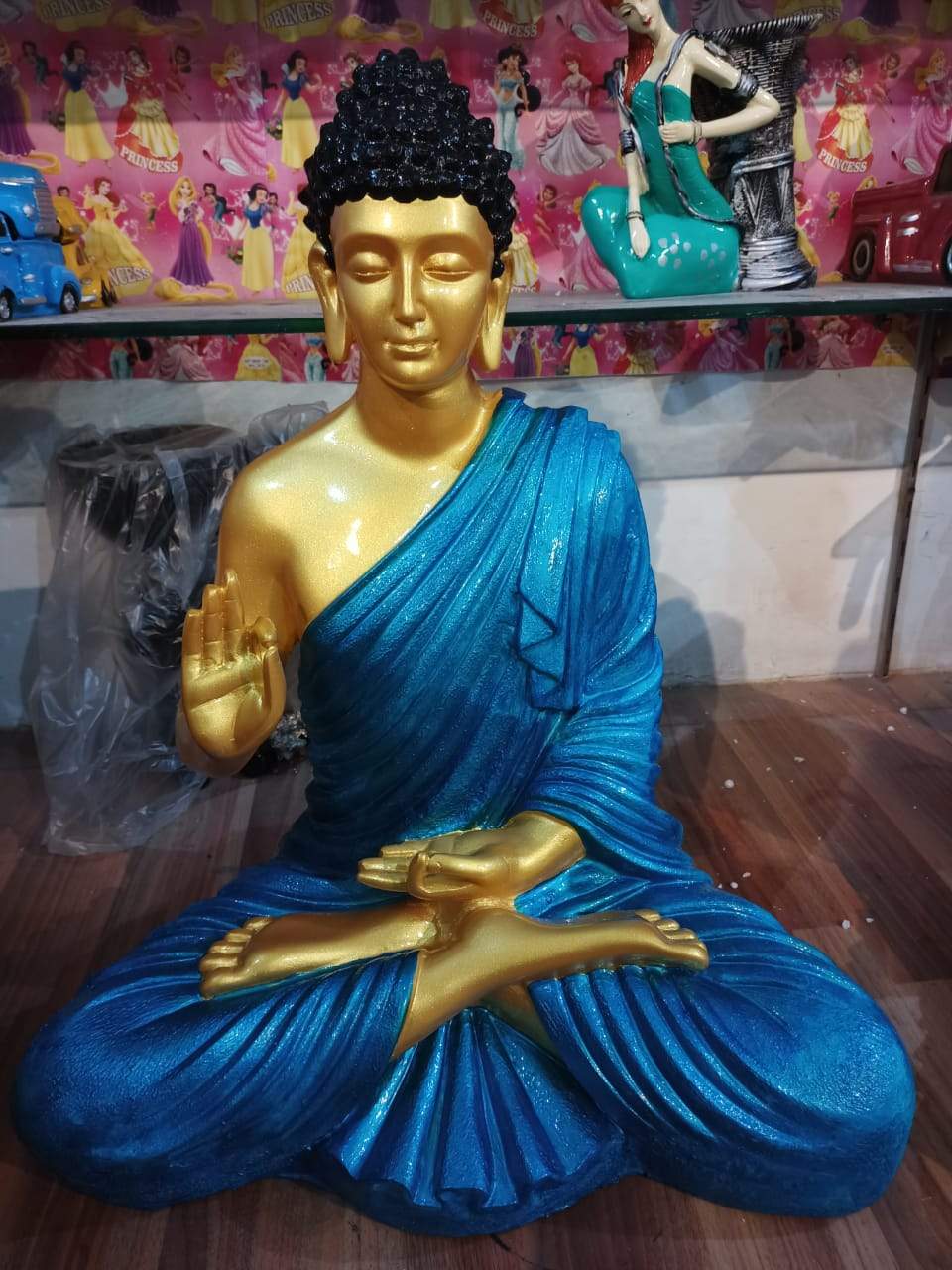 Dark Blue Polyresin Buddha Statue 24*36