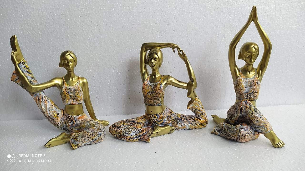 Golden color Polyresin Yoga lady Set 8*5-V Home Decor
