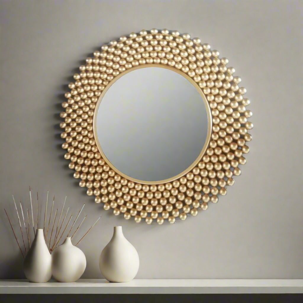 Golden Color Bead Mirror 30*30
