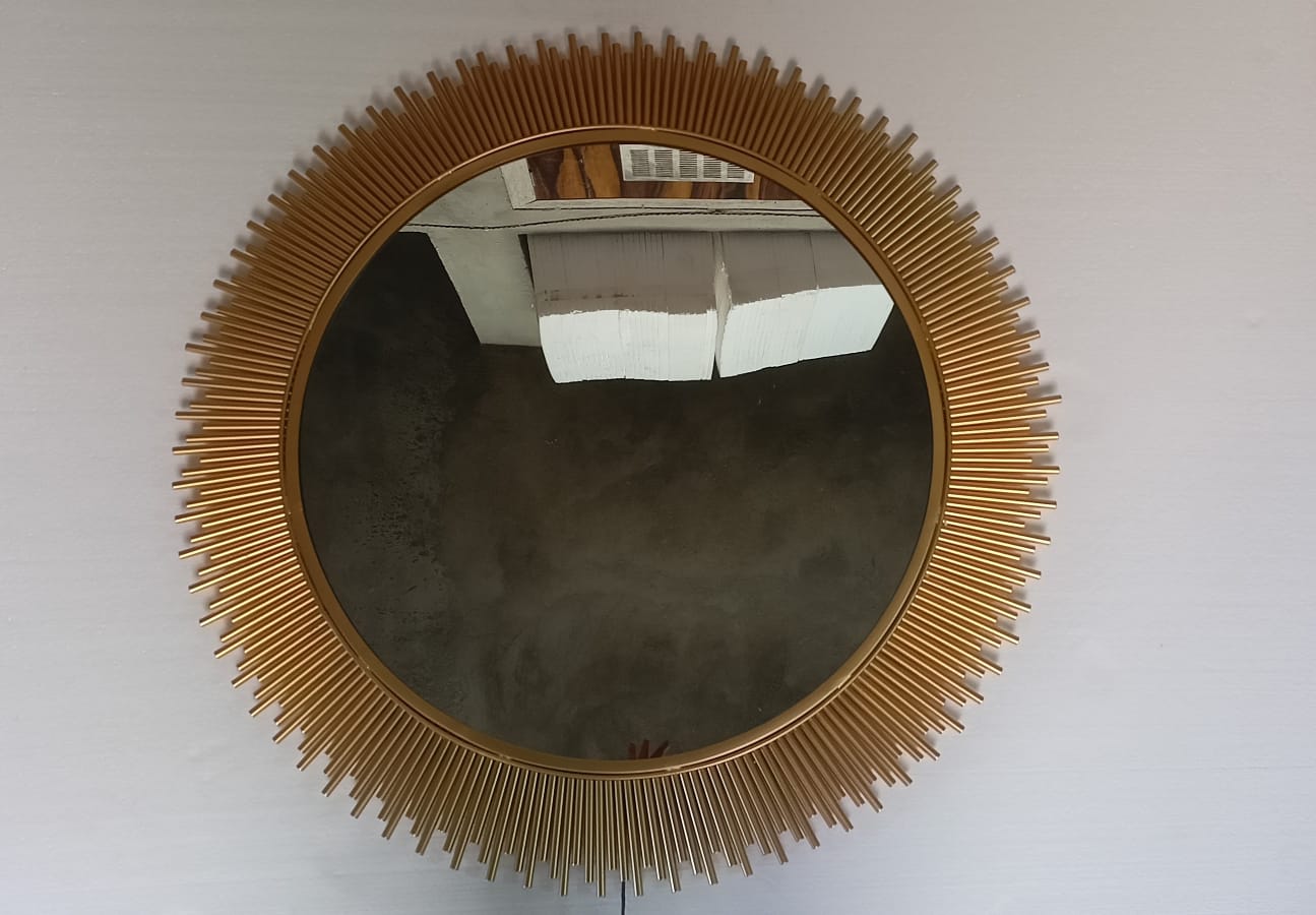 Metal Wall Mirror Decor 32 Inch Square Iron Powder Coated Rust Free
