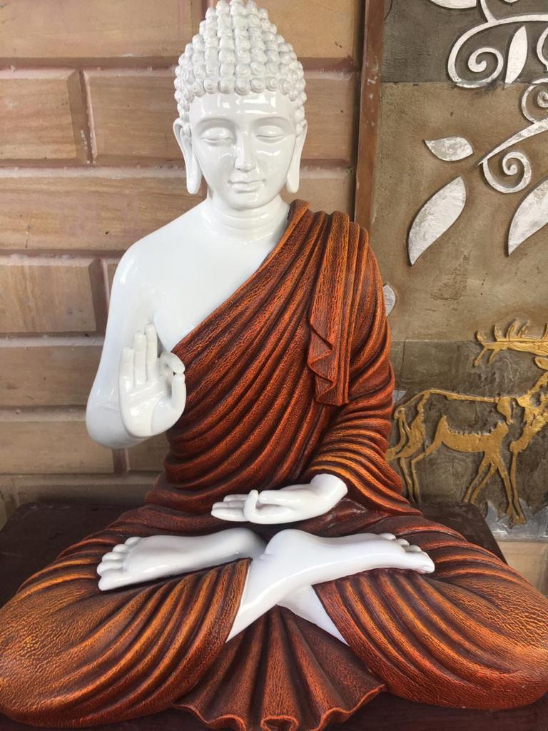 Maroon Polyresin Fiber Buddha Statue 12*24-V Home Decor
