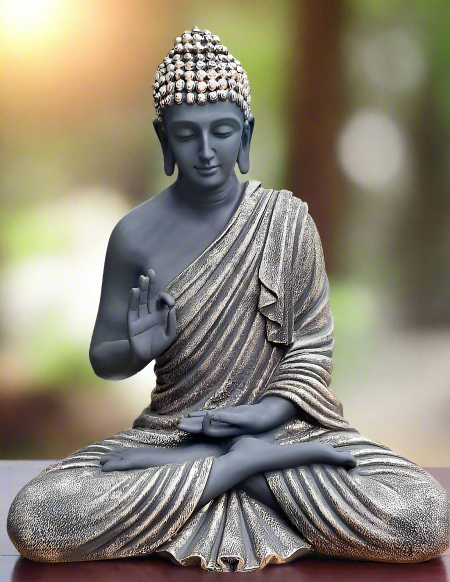 Gray Polyresin Buddha Statue 24*36