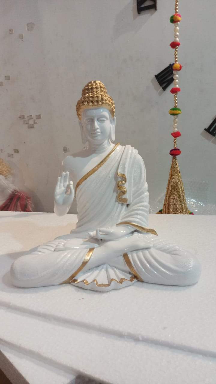 Golden White color Polyresin Buddha Statue 14*8-V Home Decor
