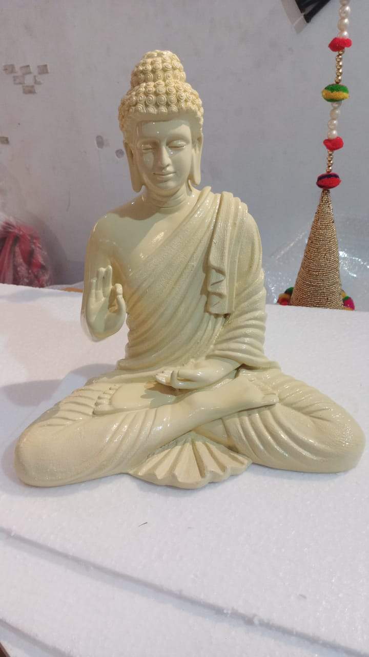 Cream color Polyresin Buddha Statue 14*8-V Home Decor
