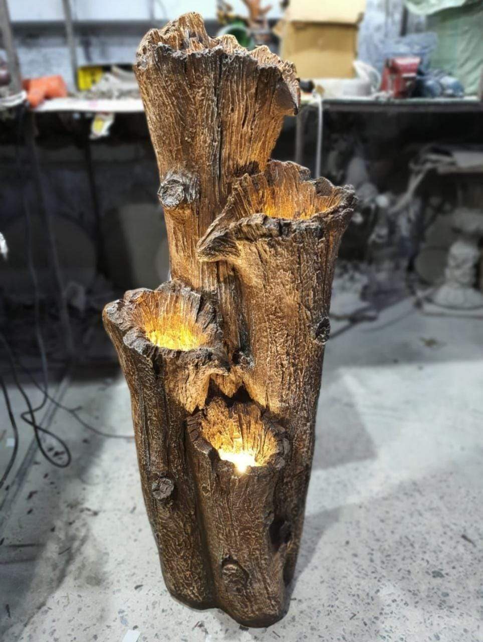 Brown Fiber Water Fountain 4 step-V Home Decor