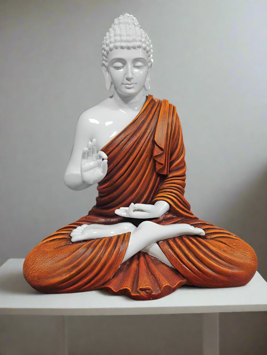 Orange Polyresin Buddha Statue 14*8-V Home Decor