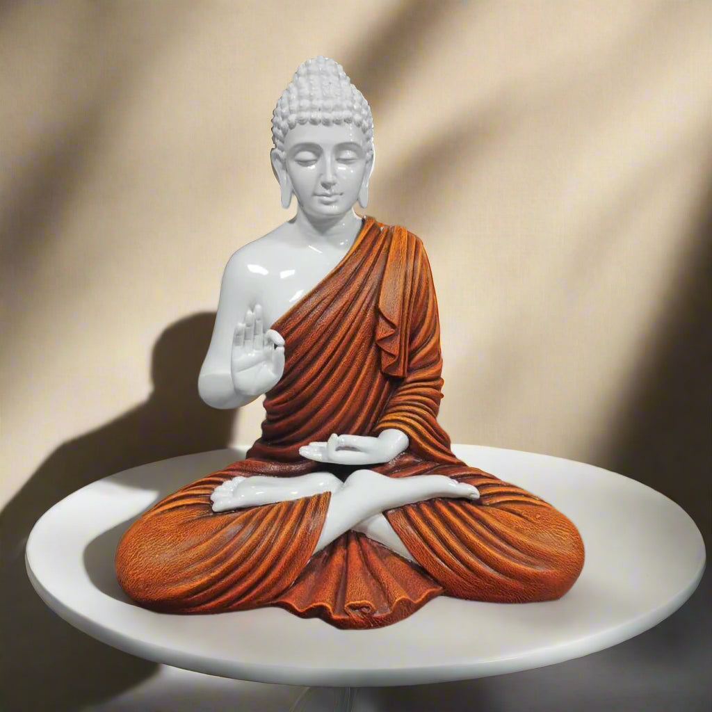 Orange Polyresin Buddha Statue 14*8-V Home Decor