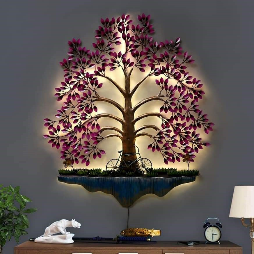 Pink Cycle Tree Wall Decor 32*2*50-V Home Decor