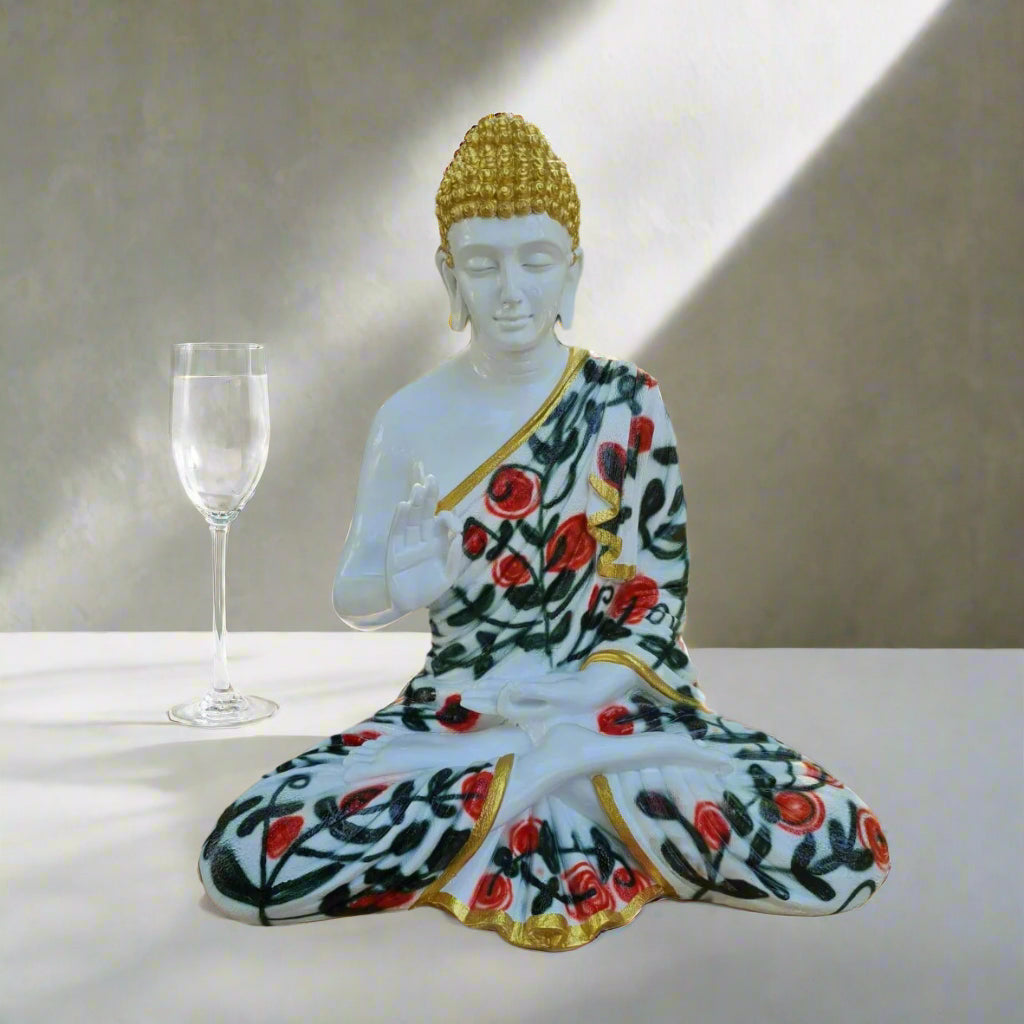 Multicolor Polyresin Fiber Buddha Statue 12*24