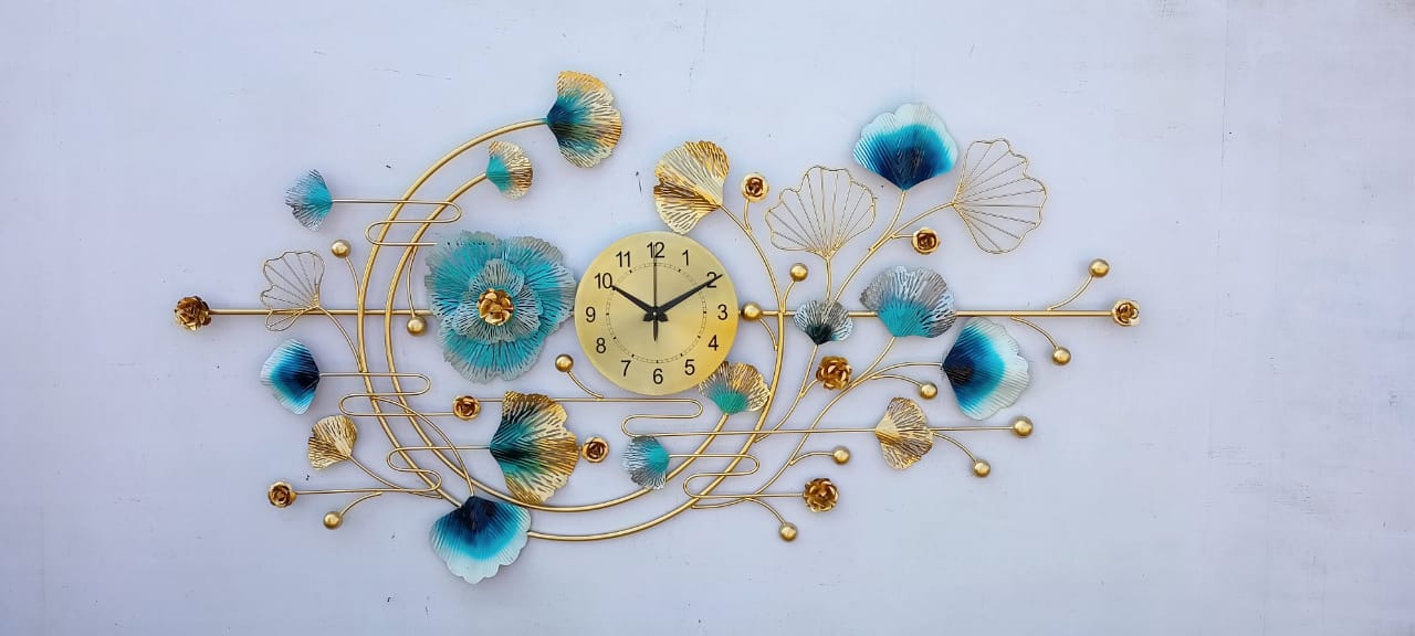 Double Moon Ginkgo Ring Clock 24*48-V Home Decor