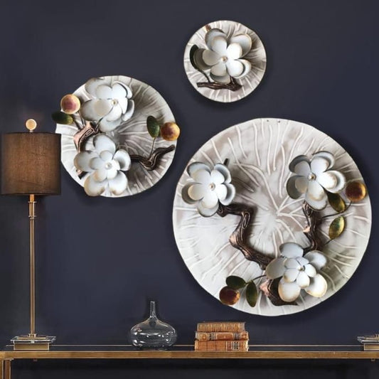 Flower Plates Set 3 Wall Decor 24*15*10-V Home Decor