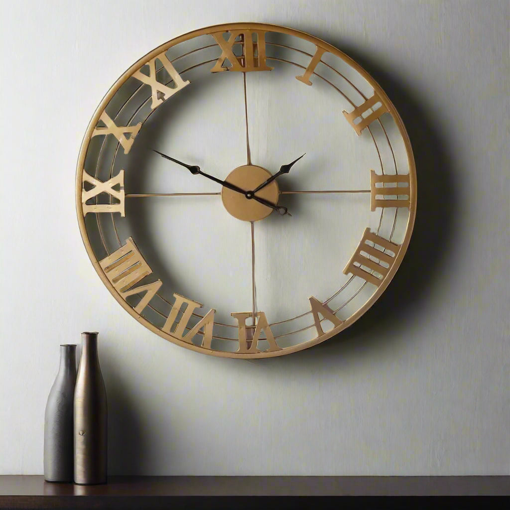 Golden Roman Clock 24*24