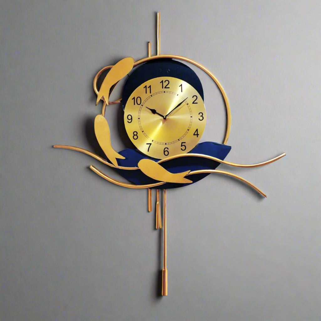 Wave Fishes Wall Clock 40*32*2