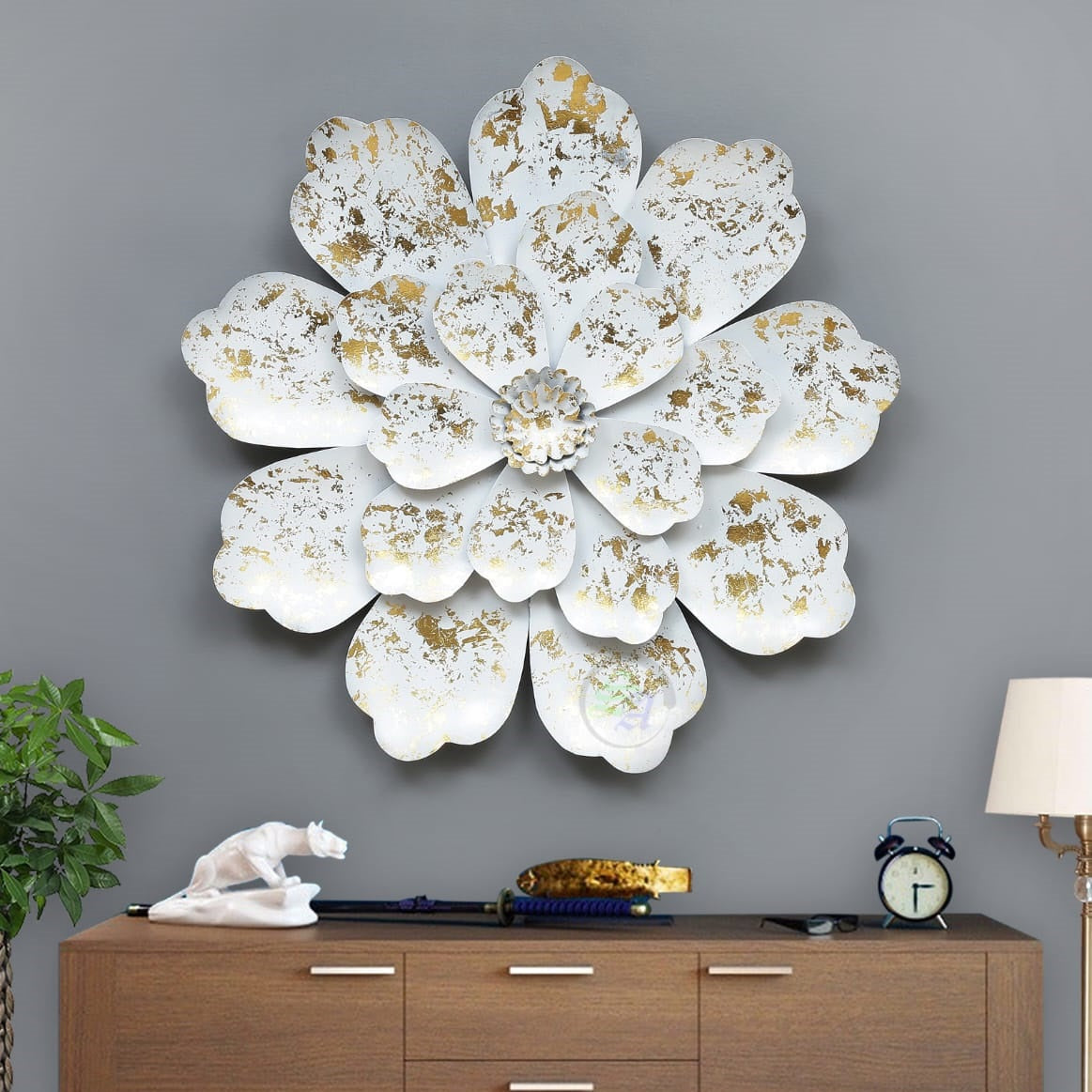 White flower Wall Decor 25*3*25-V Home Decor