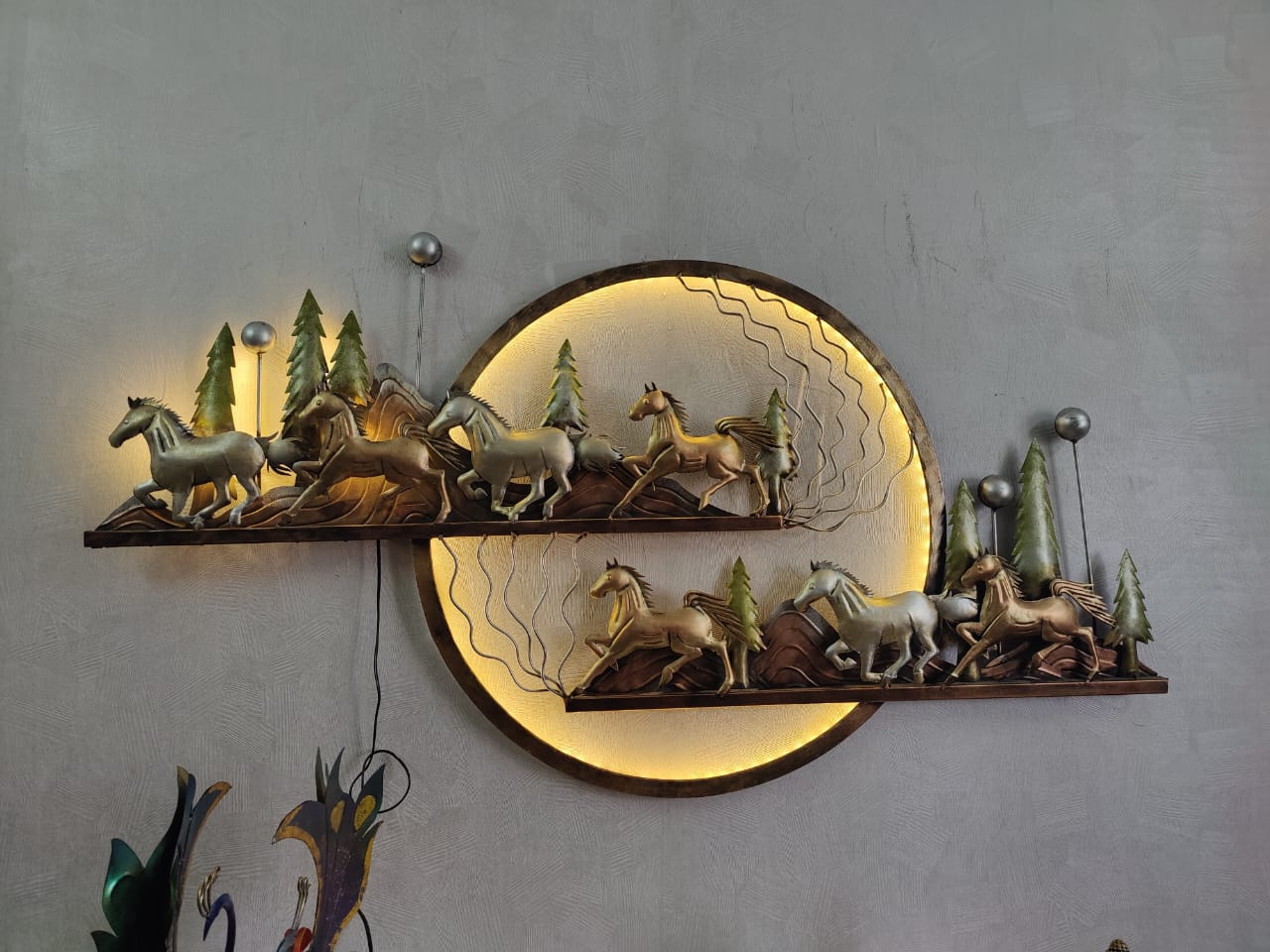 7 running Horse Ring Moon Wall Decor 58*30-V Home Decor