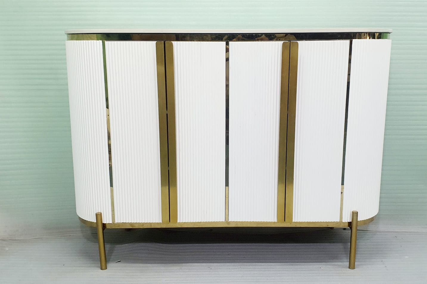 Stainless Steel White tv unit 60*16*36-V Home Decor