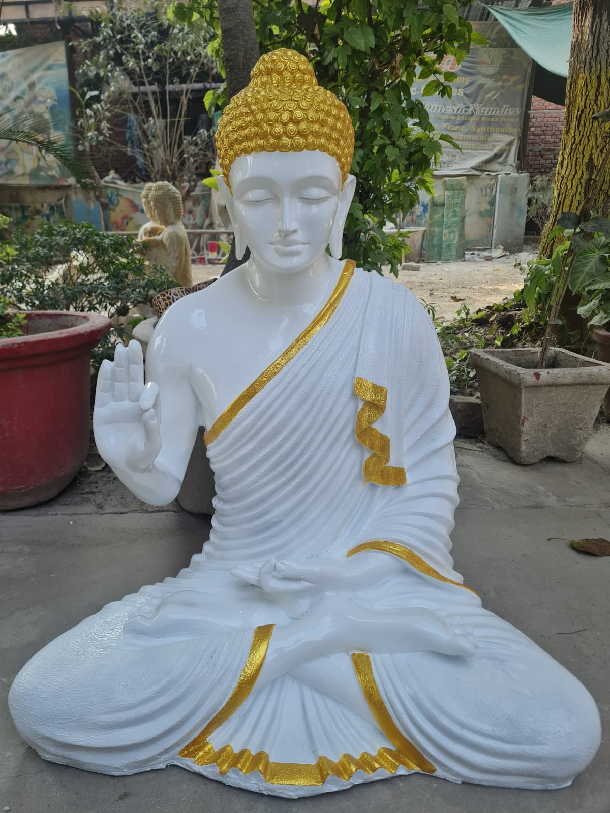 Golden White Fiber Buddha 35*28*18-V Home Decor