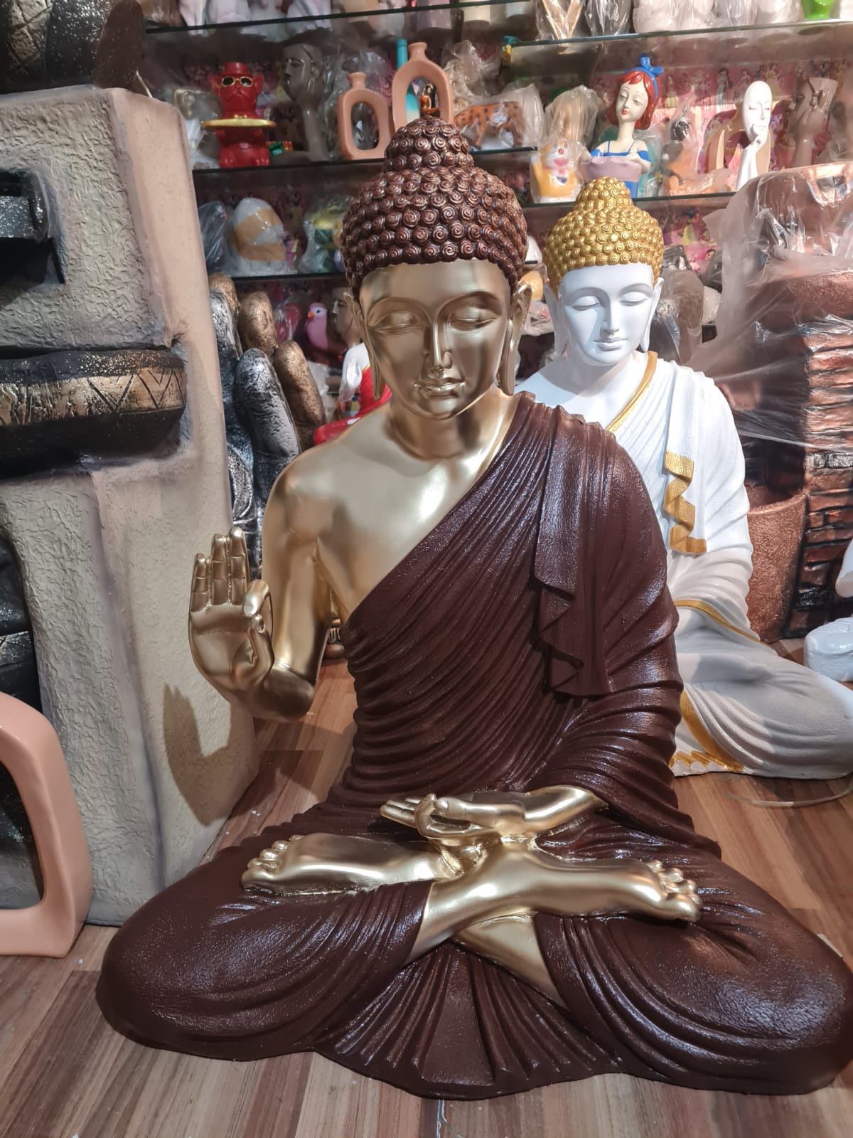 Beautiful golden brown Fiber Buddha 35*28*18-V Home Decor