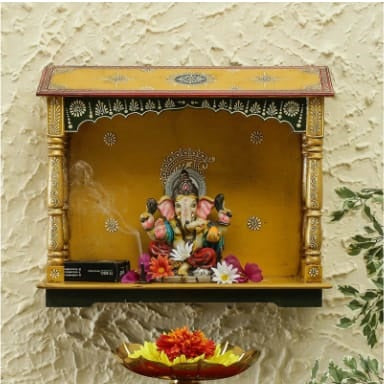 Wooden Yellow Mandir 6*19*16-V Home Decor
