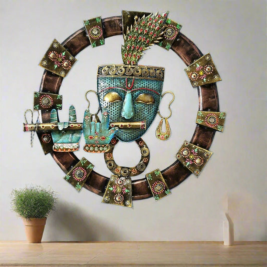 Blue Krishna Bansuri 19*19-V Home Decor