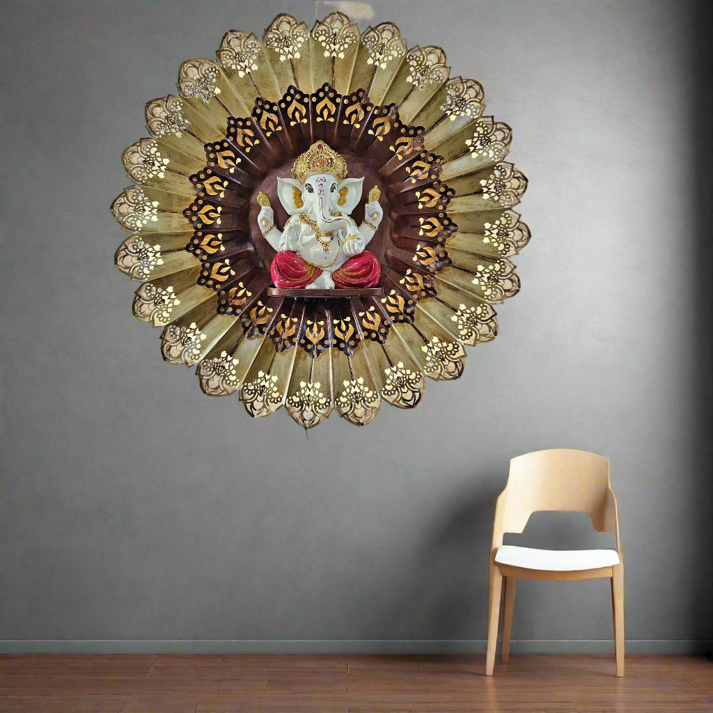Ganesh ji  With Flower Background 36×36×12-V Home Decor
