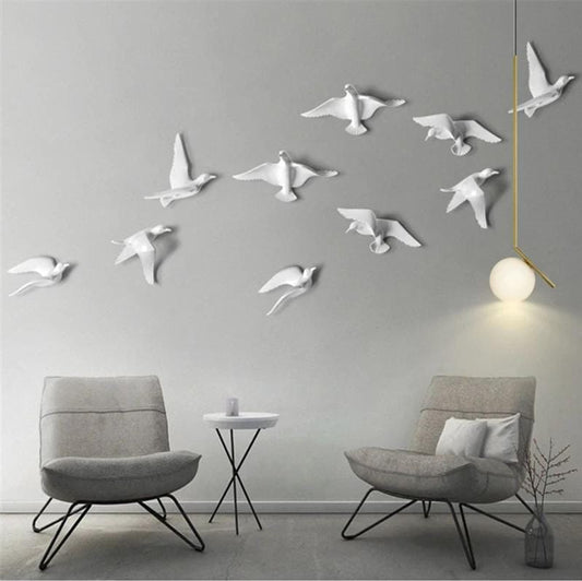 Aluminium White Birds Wall Decor 8*11-V Home Decor