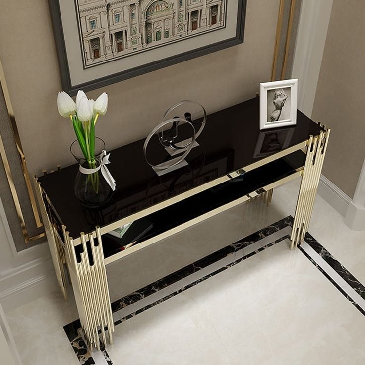 Stainless Steel Black Marble Table 60*14*32
