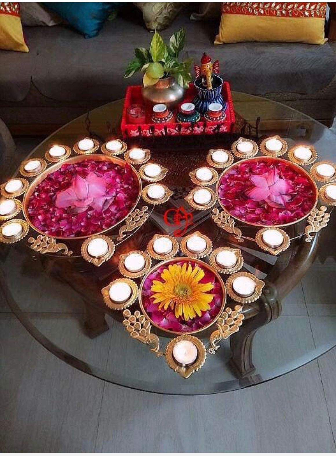 Peacock Diya urli set-V Home Decor