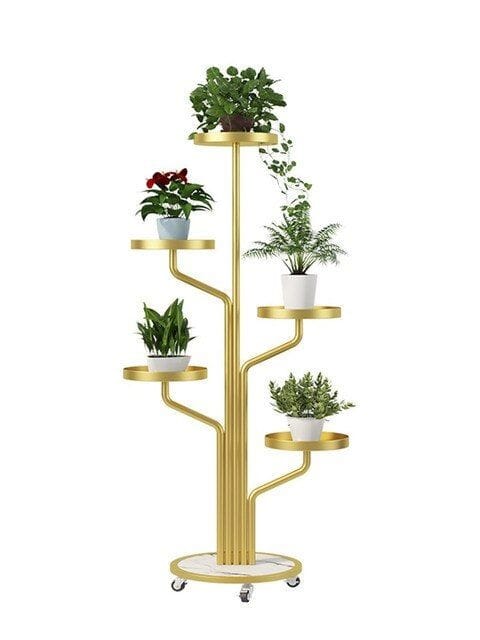 Iron 5 Plant Shelves With Wheels-V Home Decor
