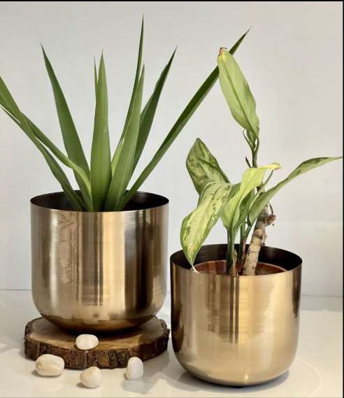 Shiny Golden Color Pot Set 8*7-V Home Decor