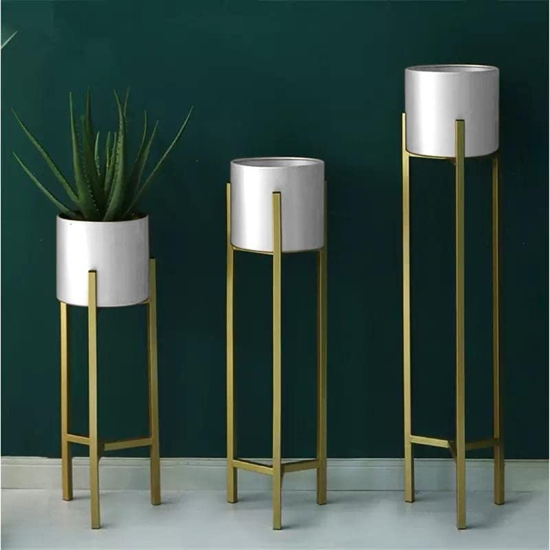 Golden White planters set 32 * 27 * 22-V Home Decor
