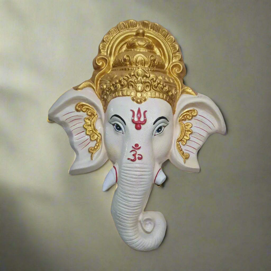 White Fibre Ganesha wall decor 24*36-V Home Decor