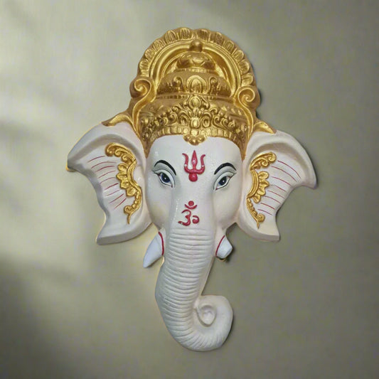 White Fibre Ganesha wall decor 24*36-V Home Decor