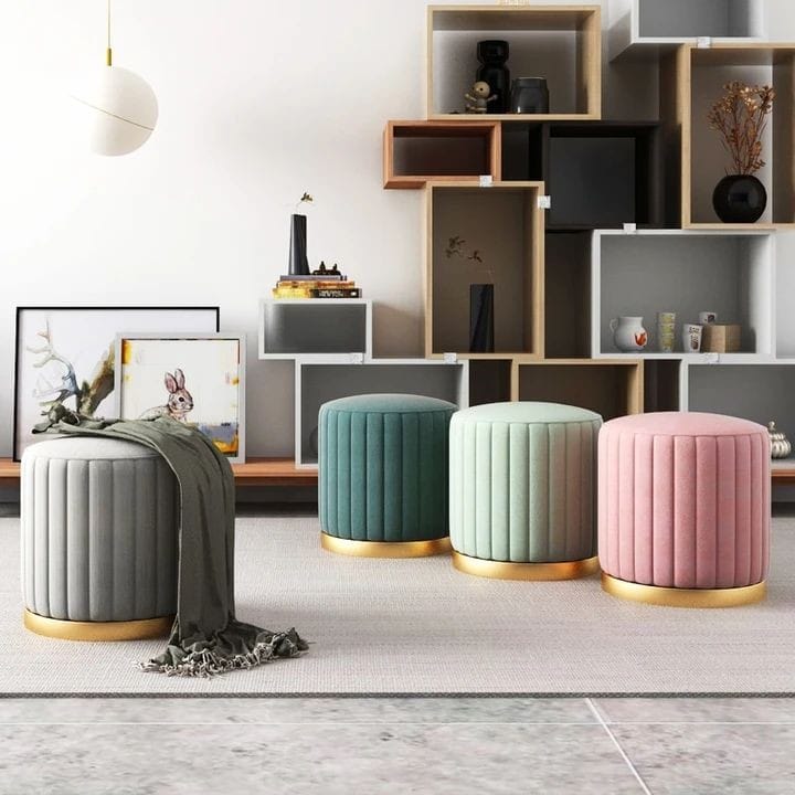 Metal puff stool set 38*38*42*3-V Home Decor