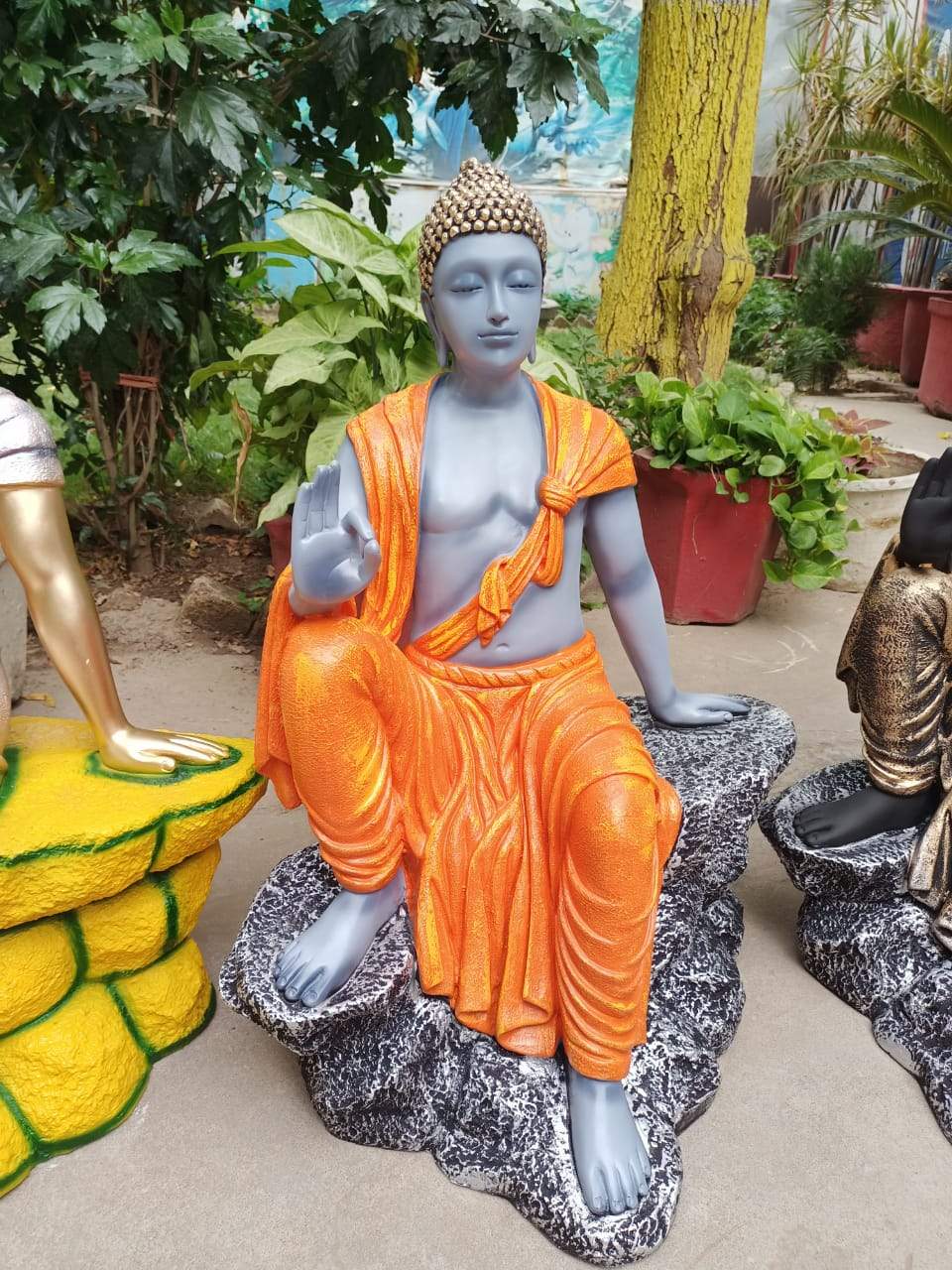 Orange Polyresin Buddha Statue 20*28