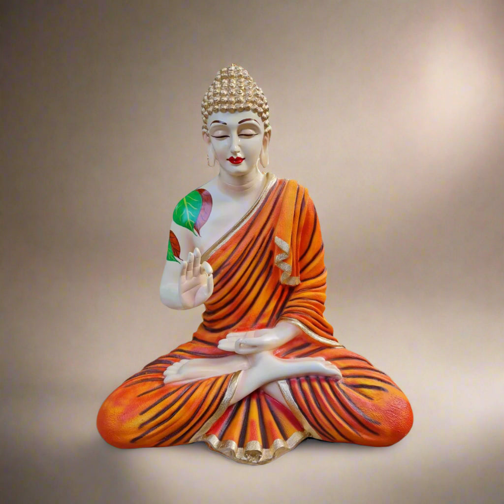 Light Orange Polyresin Fiber Buddha Statue 12*24