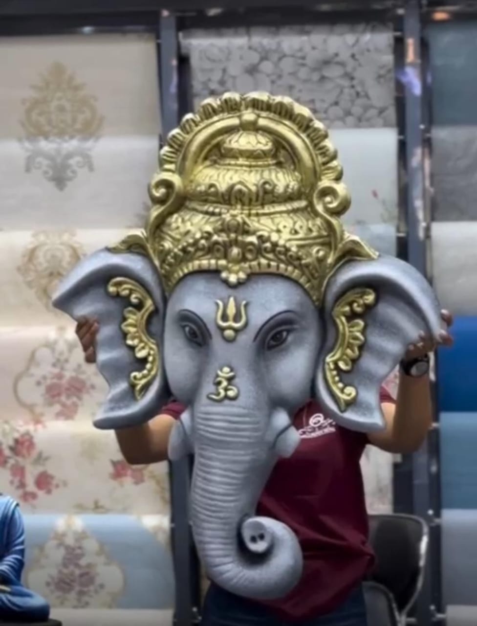 Golden Gray Color Fibre Ganesh Wall decor 24*36-V Home Decor