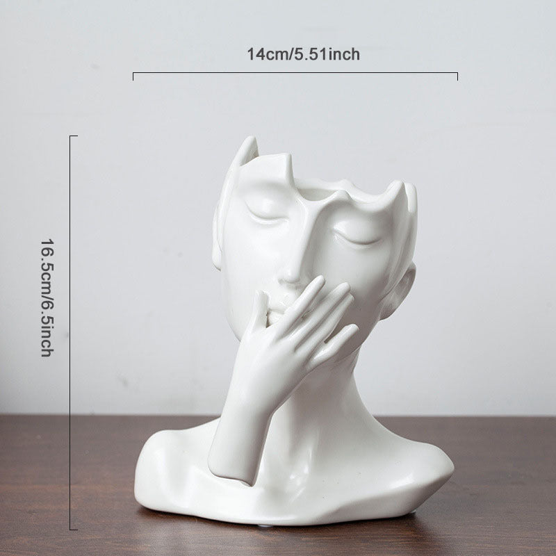 Nordic Ceramic Human Head Abstract Bust Vase