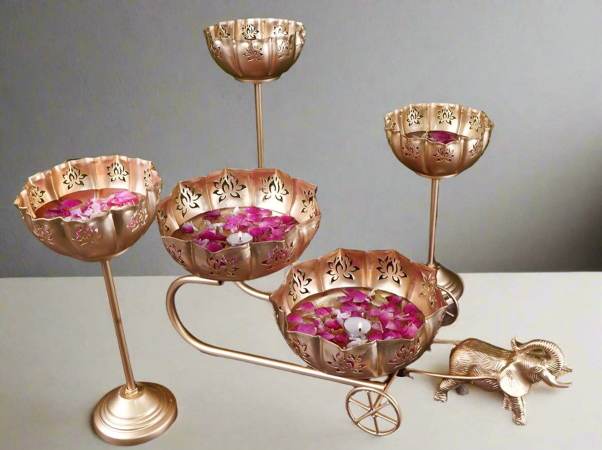 Lotus Urli On Elephant Cart 10*12*14*1-V Home Decor