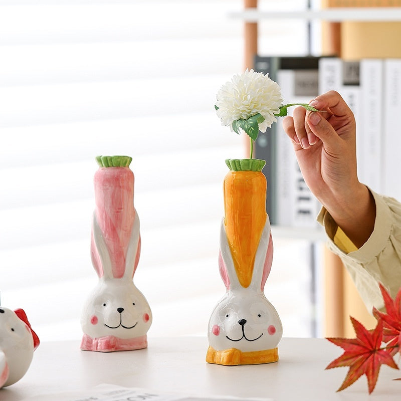 Cute Cartoon Rabbit Ceramic Vase