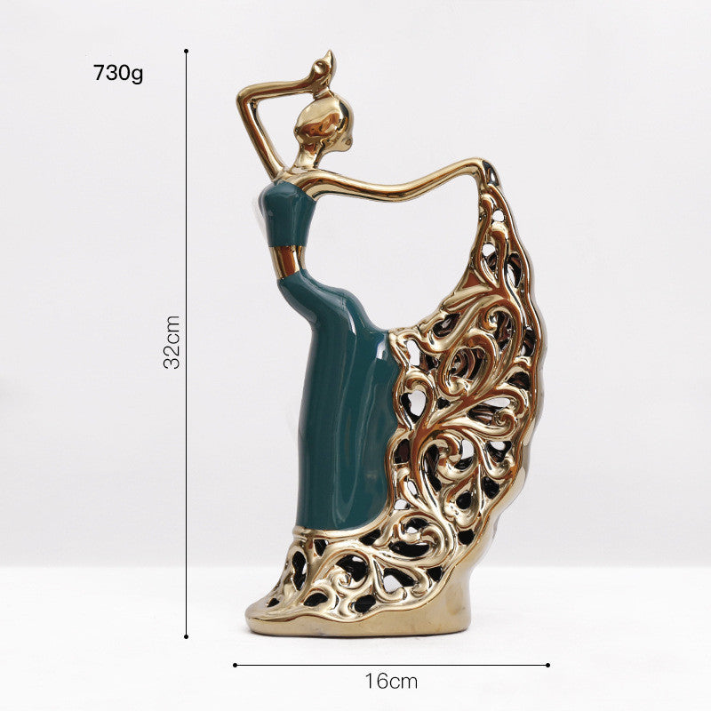 Light Luxury Style Creative Peacock Dancing Girl Artwork Decoration Nordic Desk Resin Decoration Decoration