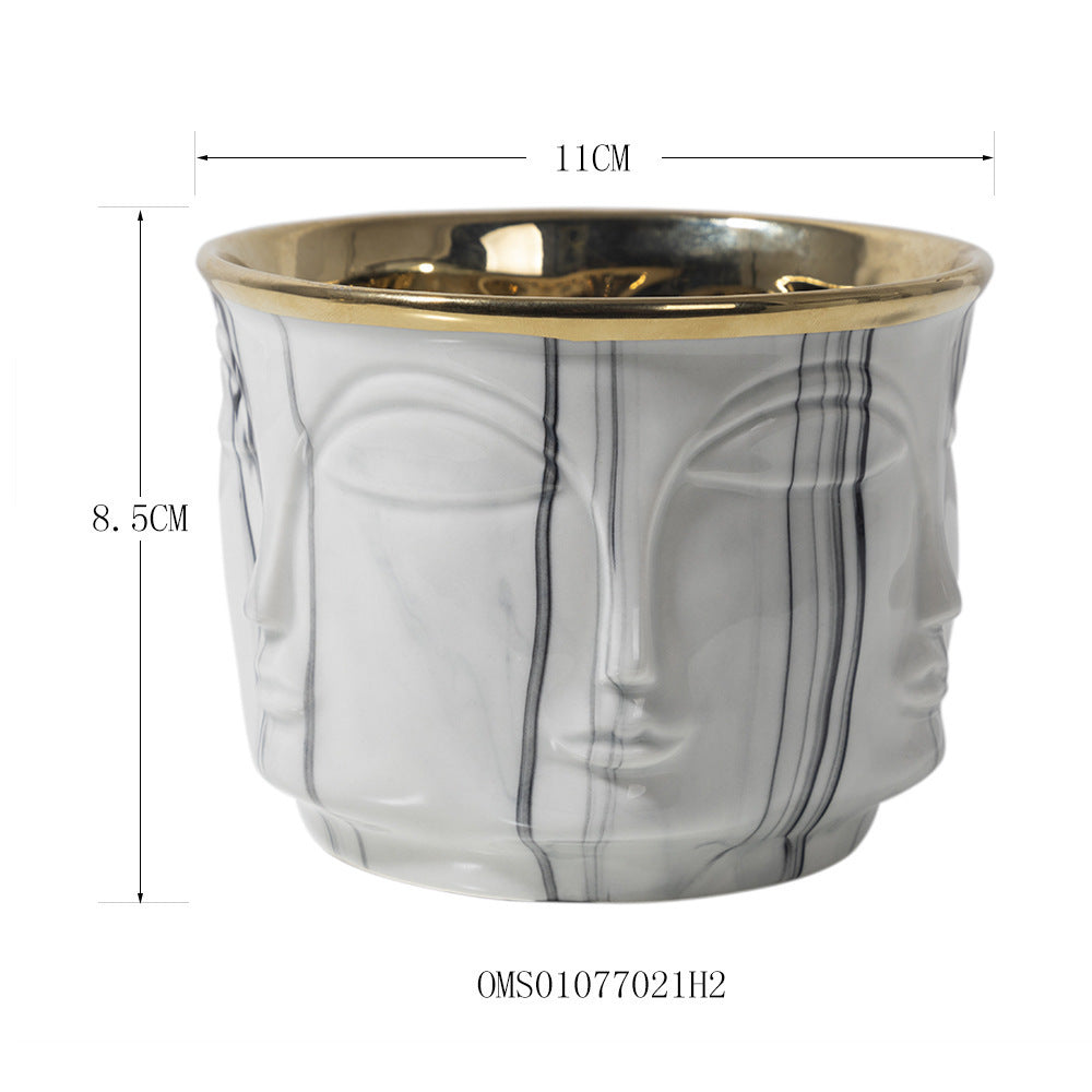 Human Face Flowerpot Light Luxury Ornaments Entrance Key Storage Home