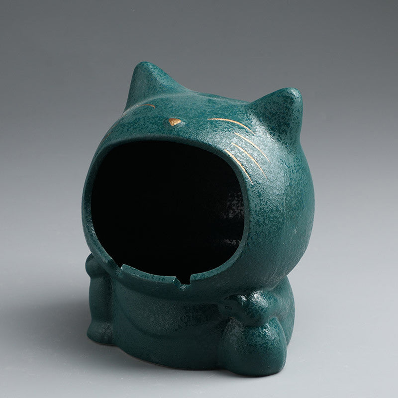 Cartoon Cat Ashtray Cute Creative Ceramic Household Ashtray Personality Trend Car Windproof