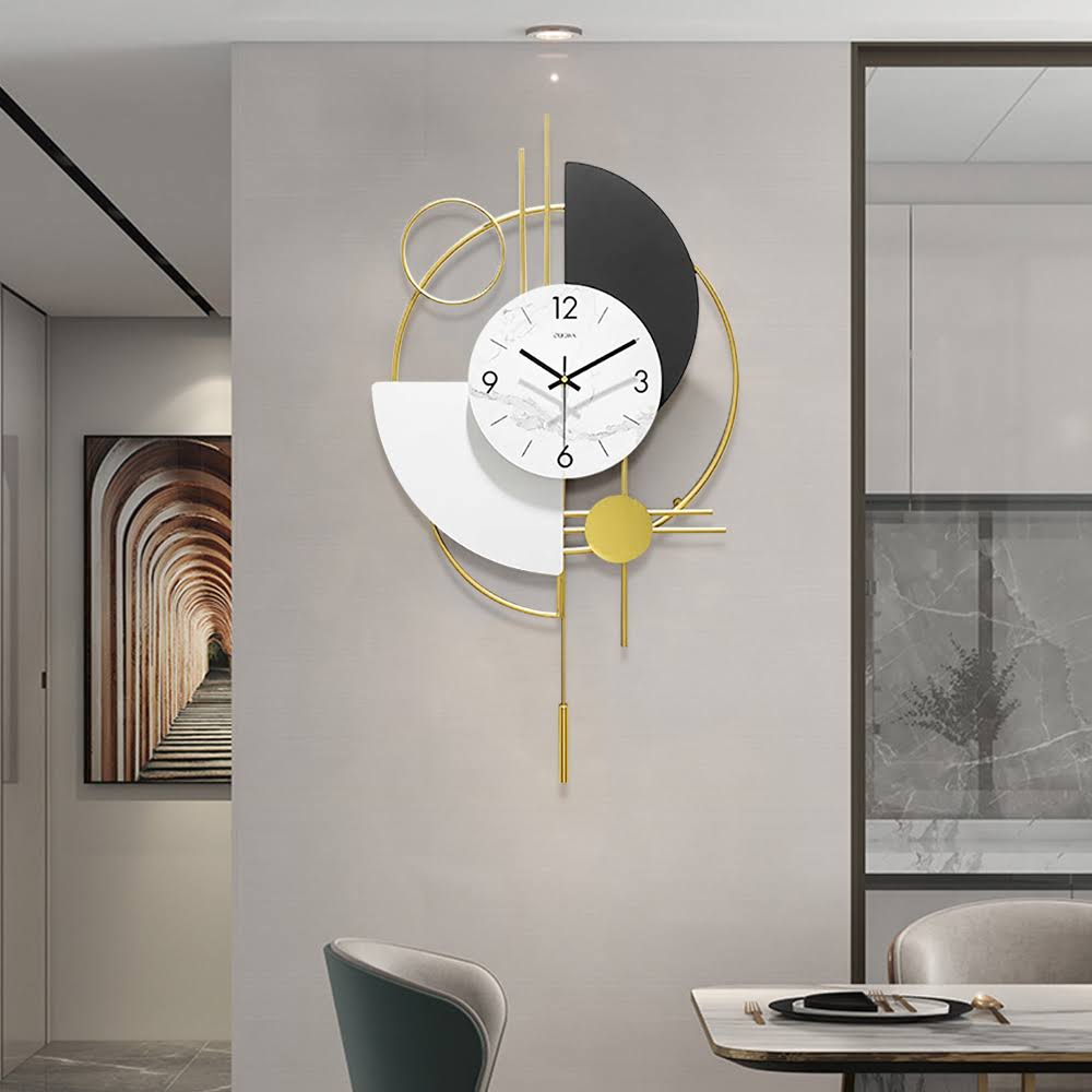Black & White Clock With Golden Ring 16*30-V Home Decor