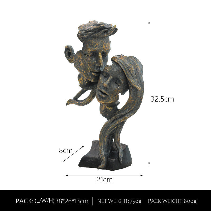 Home Resin Couple Sculpture Modeling Crafts Desktop Decoration Ornaments