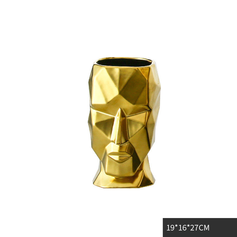 American Modern Golden Abstract Human Face Vase
