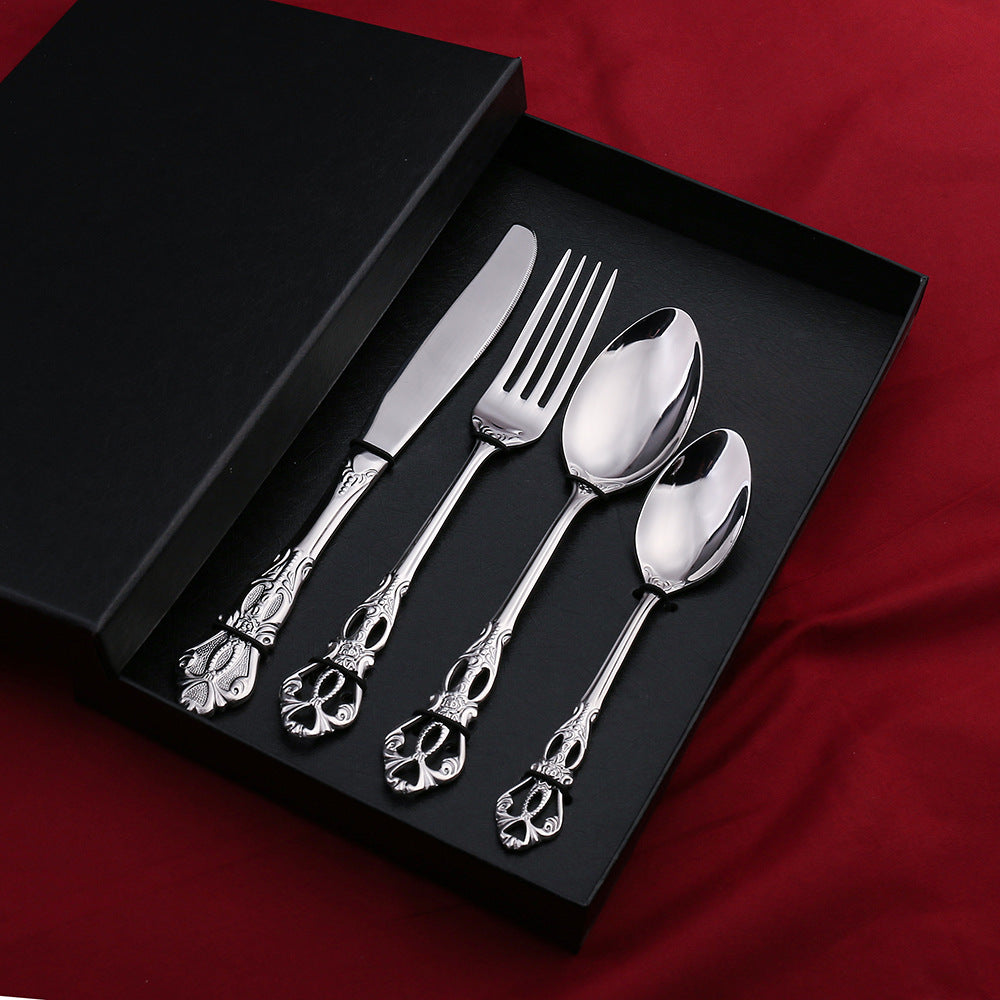 🎁 Stainless Steel Western Food Tableware Set Steak Knife And Fork Gift Box Steak Knife, Fork And Spoon (100% off)