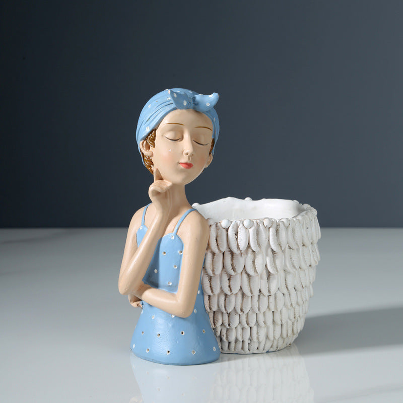 Bouquet Girl Ornament Home Ornament Resin Nordic Light Luxury