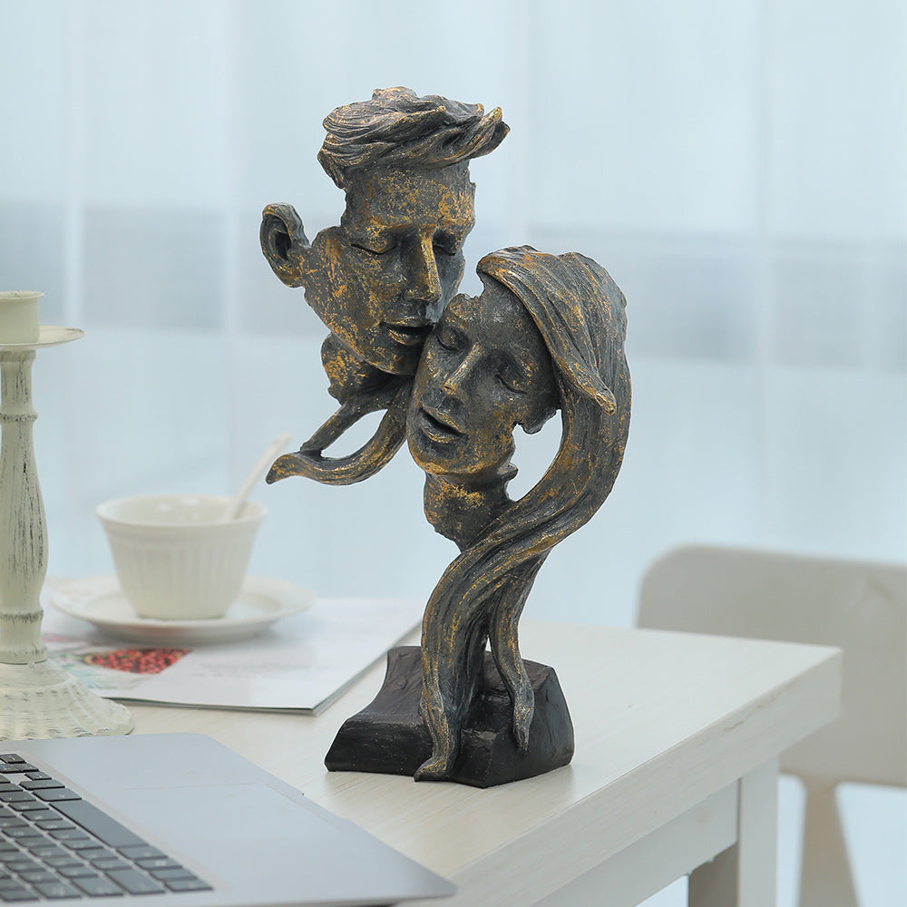 Home Resin Couple Sculpture Modeling Crafts Desktop Decoration Ornaments