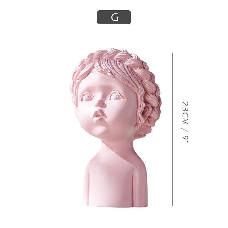 Home Cute Head Resin Ornaments